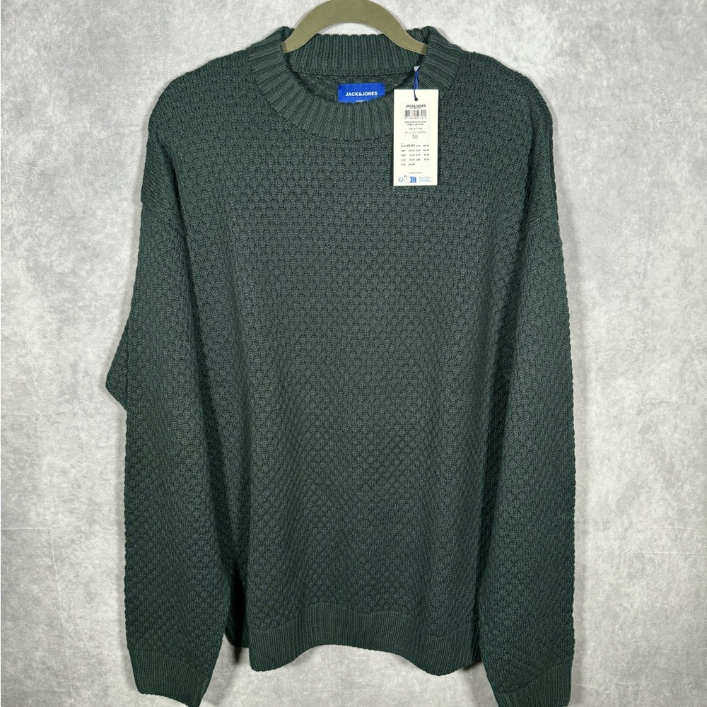 New Jack & Jones Green knitted Crewneck, Size Large!